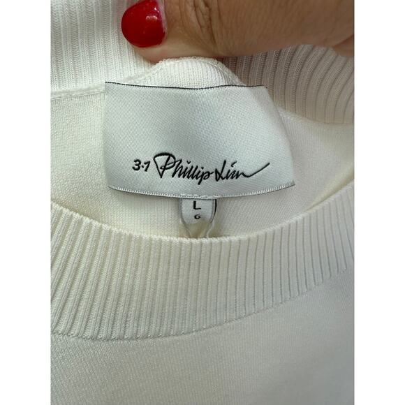 3.1 Phillip Lim Women's Ivory Cutout Crewneck Pullover Sweater Size L - Picture 4 of 11